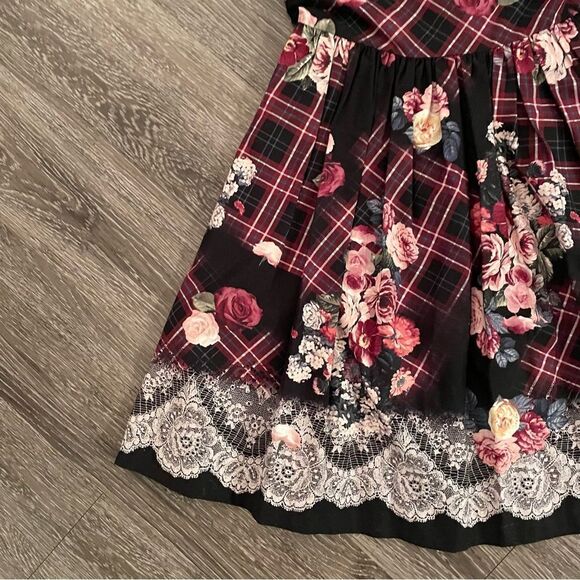 ModCloth floral plaid printed lace dress - Picture 2 of 10